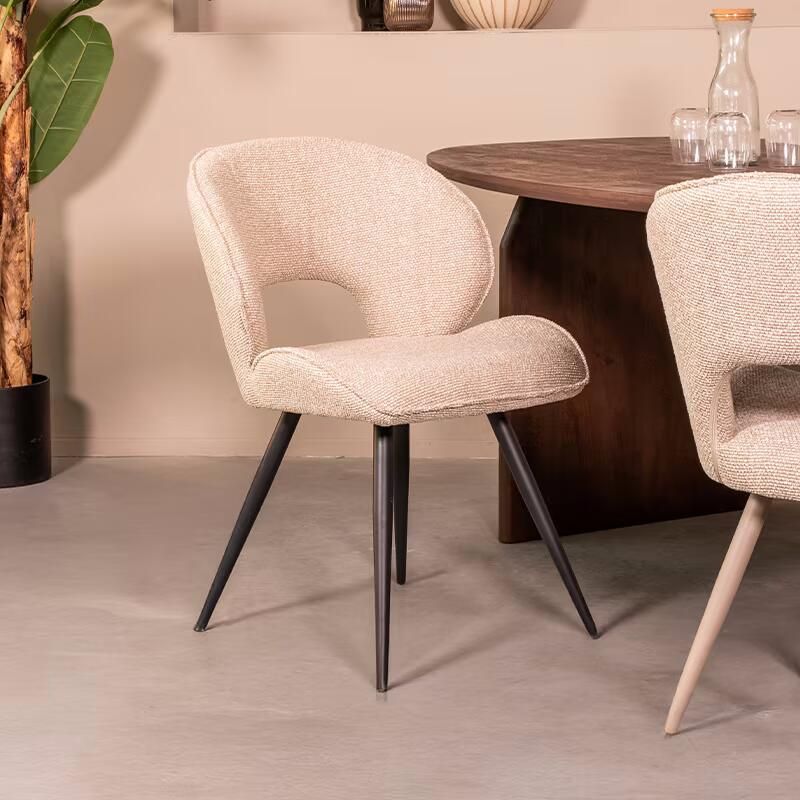 LABEL51 Eetkamerstoel Sakura Bouclé Naturel Zwart