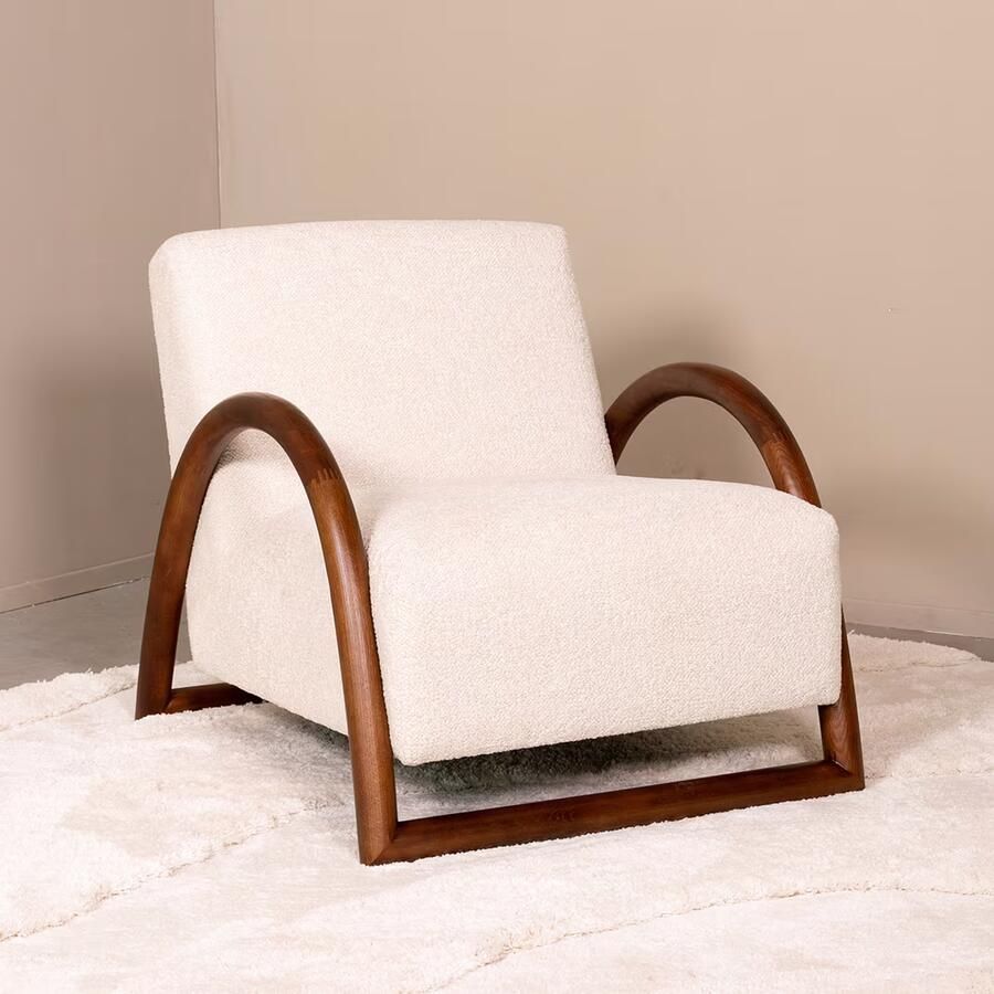 LABEL51 Fauteuil Viggo Superb-stof en walnoot Naturel