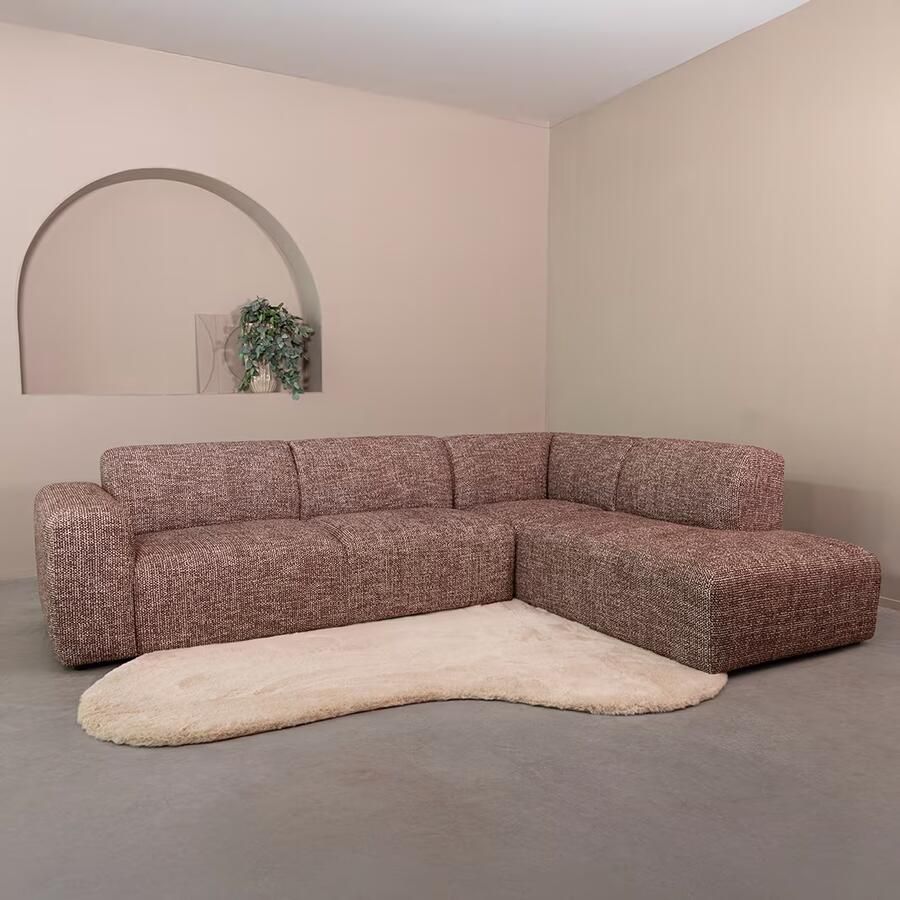LABEL51 Hoekbank Verona 291 Rechts Chenille Cherry Chocolate