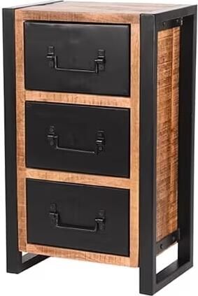 LABEL51 Ladekast Brussels Rough Mangohout Zwart Metaal - Foto 2