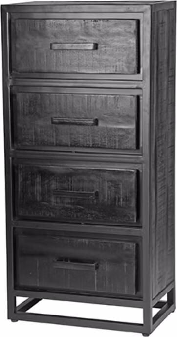 LABEL51 | Ladekast Chili Zwart Mangohout | Woonkamer meubels | Ladekast - Foto 2