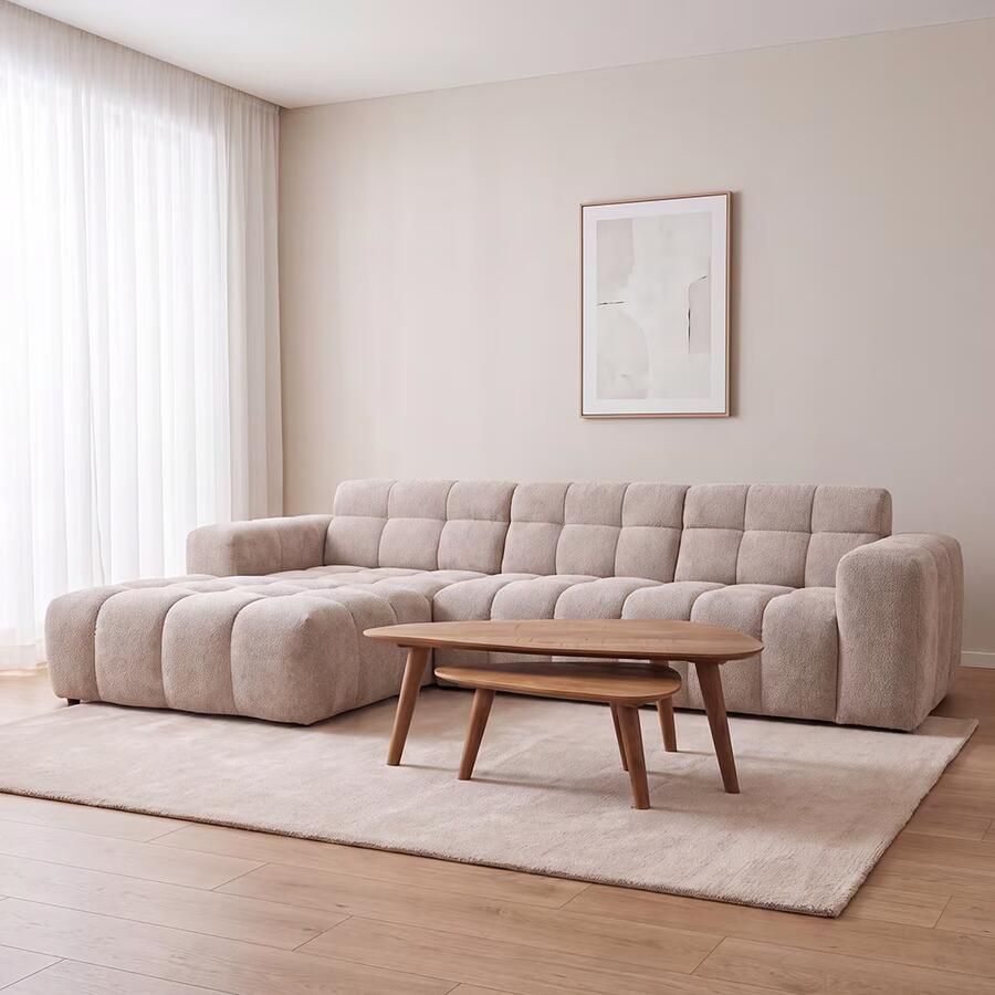 LABEL51 Loungebank Luna Links 327cm Chenille Naturel