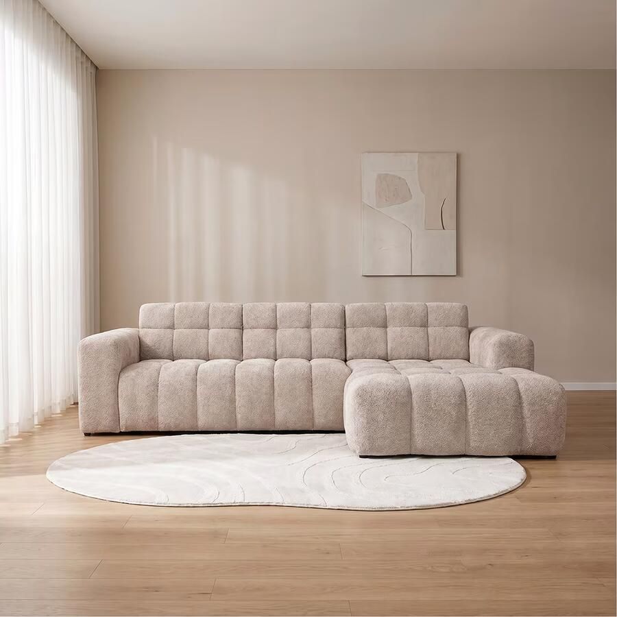 LABEL51 Loungebank Luna Rechts 297cm Chenille Naturel