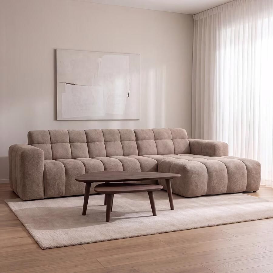 LABEL51 Loungebank Luna Rechts 327cm Chenille Taupe