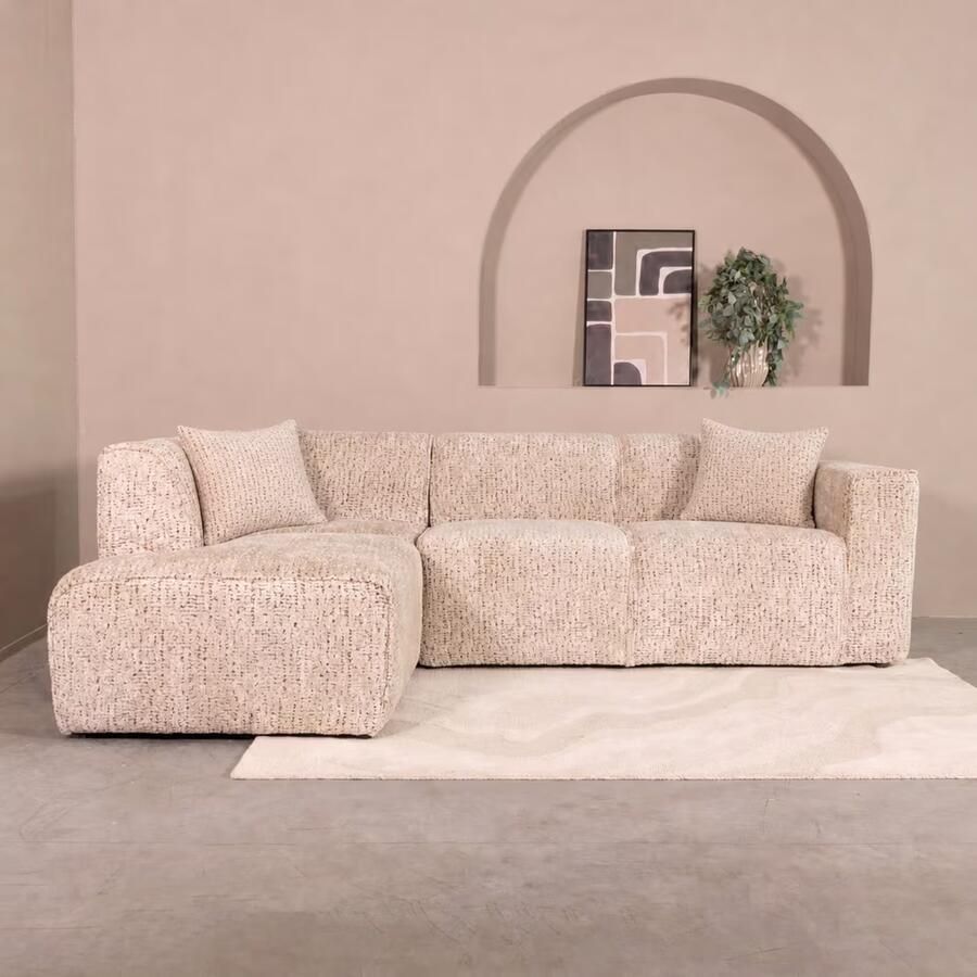 LABEL51 Loungebank Salvano Links 273cm Rimba-stof Beige