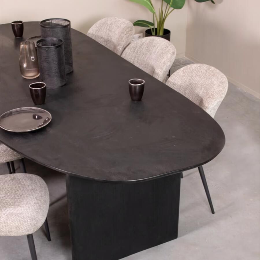 LABEL51 Organische Eettafel Cooper Mangohout 250 x 110cm Zwart