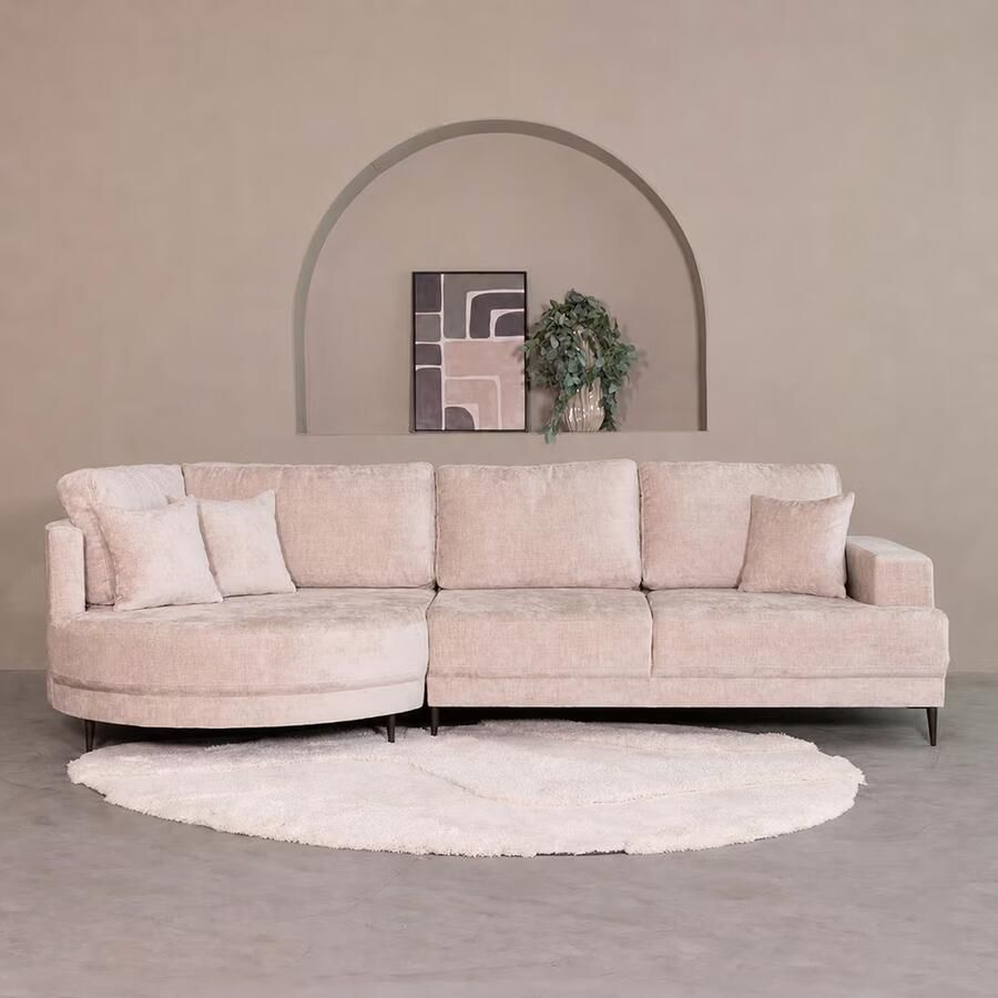 LABEL51 Organische Loungebank Stella Links 300cm Nano-stof Crème