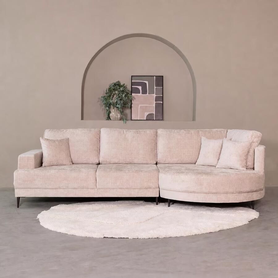 LABEL51 Organische Loungebank Stella Rechts 300cm Nano-stof Crème