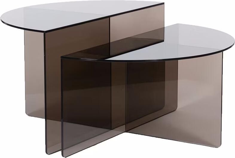 LABEL51 Organische Salontafel Rosa Glas 80 x 80cm Smoked Brown