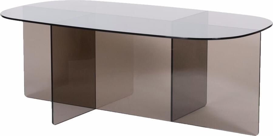 LABEL51 Ovale Bijzettafel Petal Glas 45 x 35cm Smoked Brown Organisch