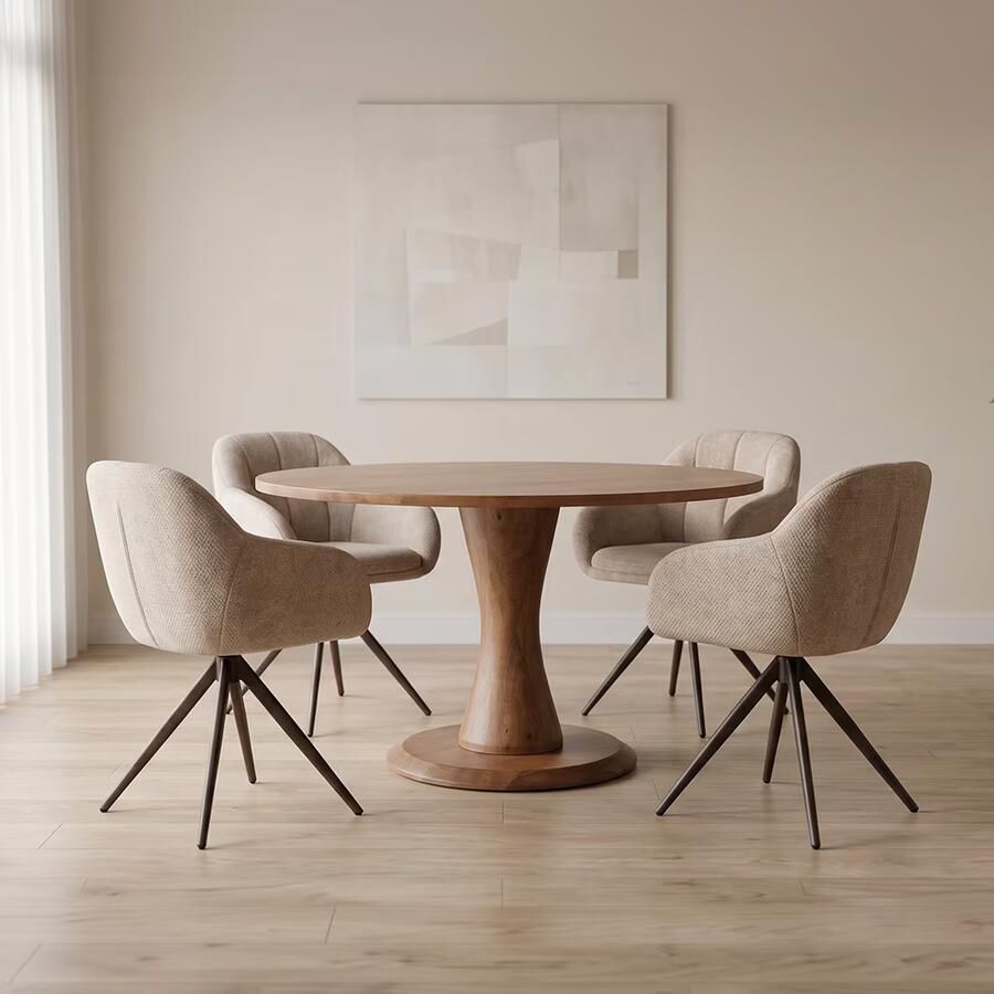 LABEL51 Ronde Eettafel Craft Mangohout Ø130cm Nature Smooth