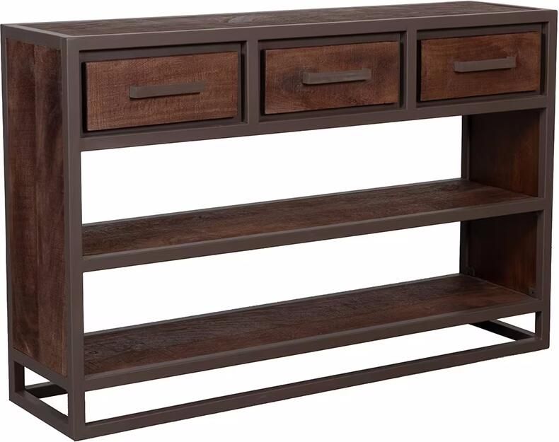 LABEL51 Sidetable Peru Mangohout en metaal 115cm Espresso