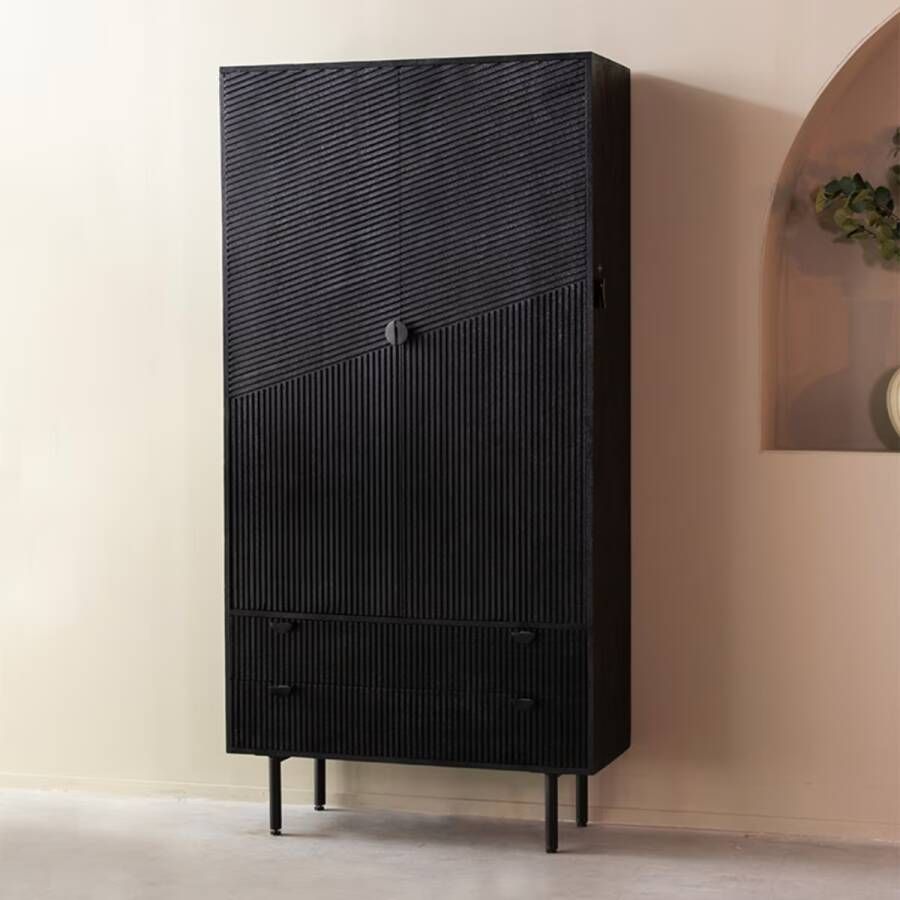 LABEL51 Opbergkast Cotia Mangohout 200 x 100cm Zwart