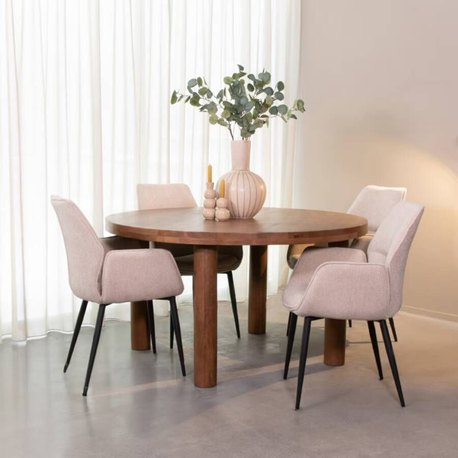 LABEL51 Ronde Eettafel Elly Mangohout 140cm Naturel