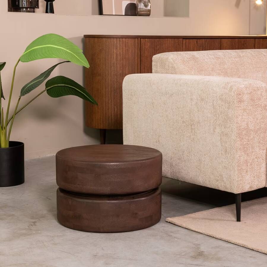 LABEL51 | Salontafel Milly Espresso Mangohout 50 cm | Woonkamertafels | Salontafel