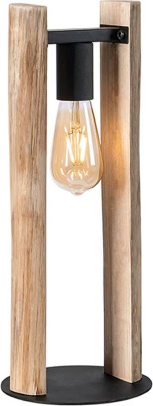 LABEL51 Tafellamp Woody Naturel Hout | Zwart Metaal