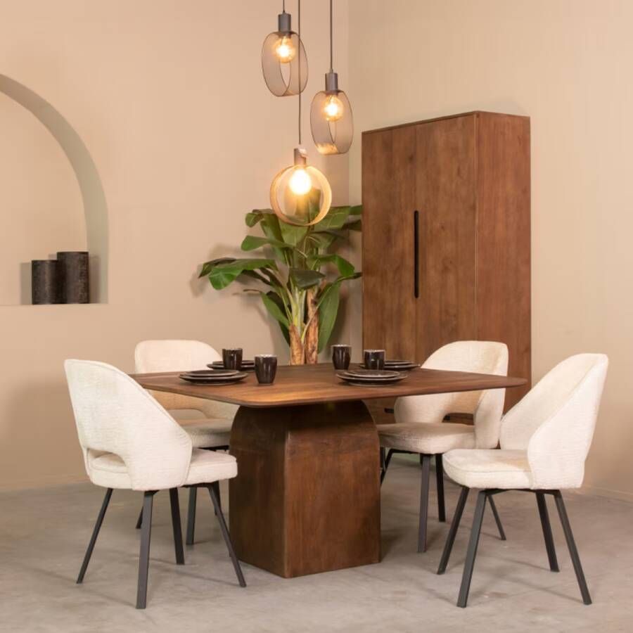 LABEL51 | Eetkamertafel Ingo Espresso Mangohout | Eetkamertafels | Eettafel