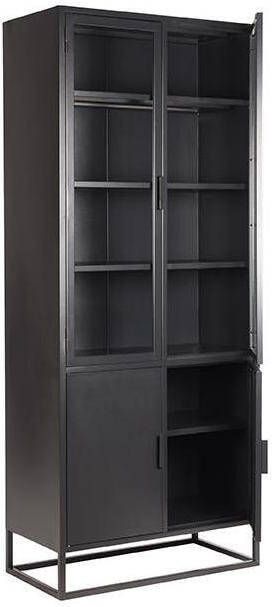 LABEL51 | Vitrinekast Level Zwart Metaal 80x40x190 cm | Woonkamer meubels | Vitrinekast - Foto 3