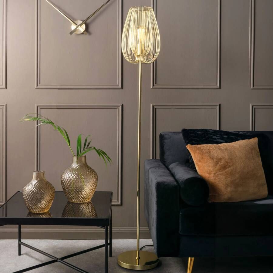 Leitmotiv Vloerlamp Lucid Ijzer Verguld Goud Ø22x150cm