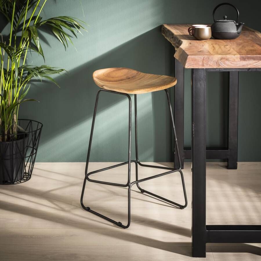 LifestyleFurn Barstoel Nicole Acaciahout (zithoogte 71cm) Massief acacia naturel