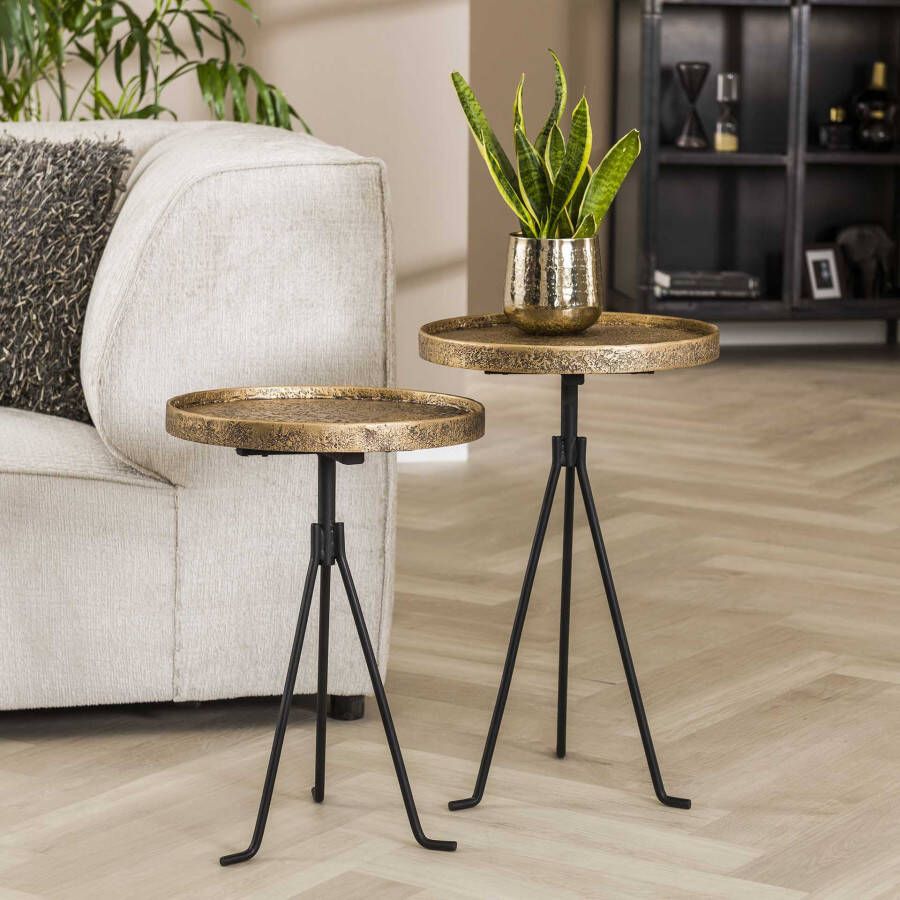 LifestyleFurn Bijzettafel 'Wilfredo' Set van 2 stuks kleur Brons Antiek