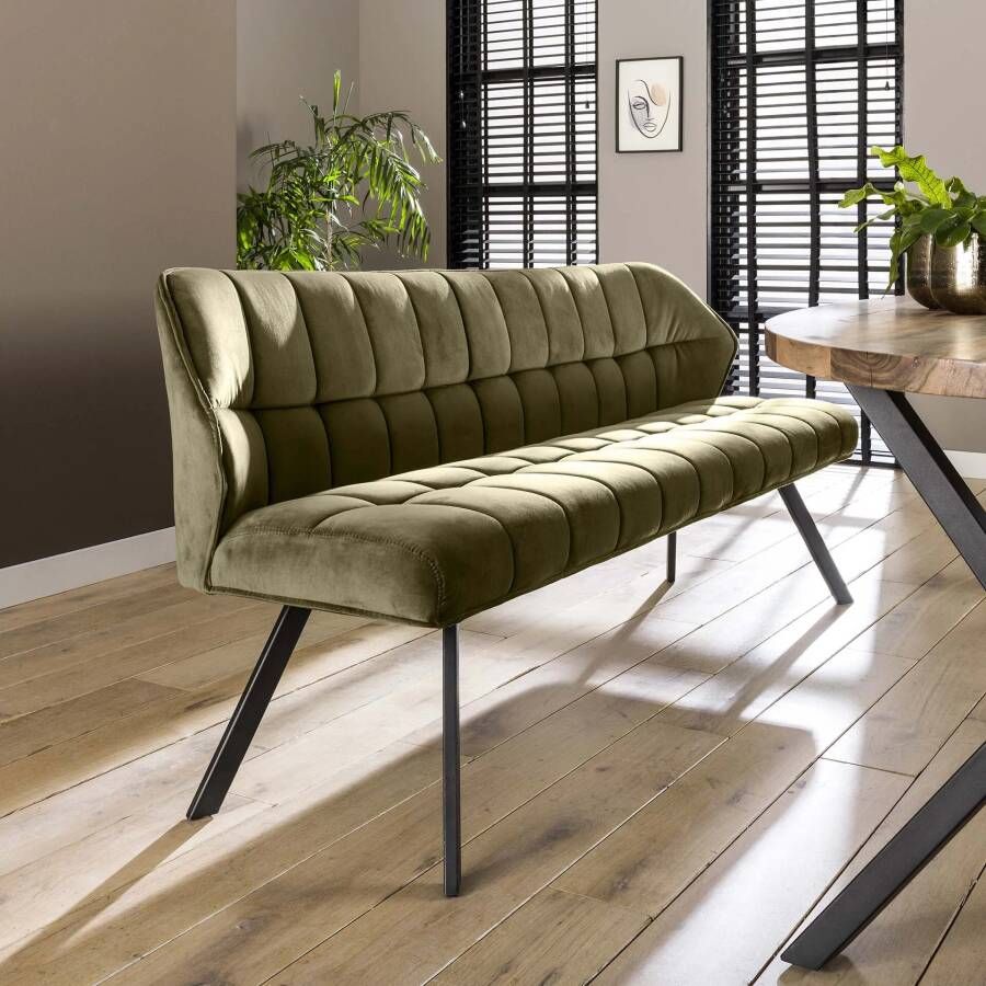 LifestyleFurn Eetkamerbank Thandie Velvet 180cm Groen