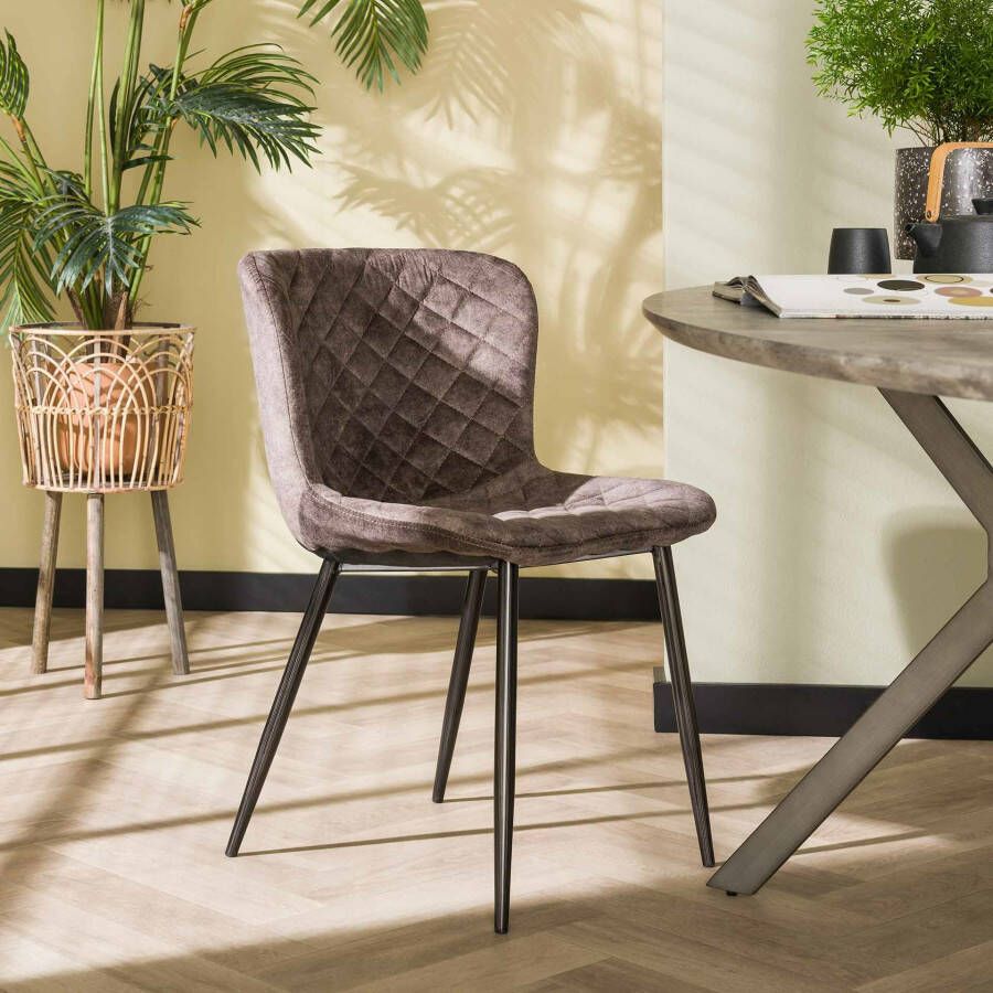 LifestyleFurn Eetkamerstoel set van 4 Ares Velvet Taupe