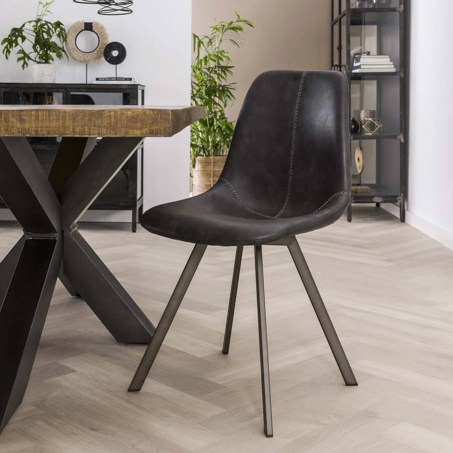LifestyleFurn Eetkamerstoel Celia PU Zwart