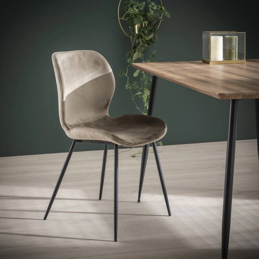 LifestyleFurn Eetkamerstoel set van 4 'Gael' Velvet kleur Champagne