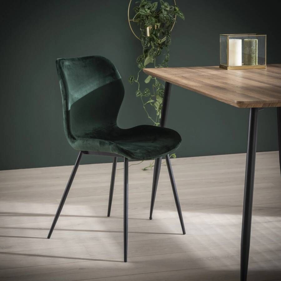 LifestyleFurn Eetkamerstoel set van 4 'Gael' Velvet kleur Groen