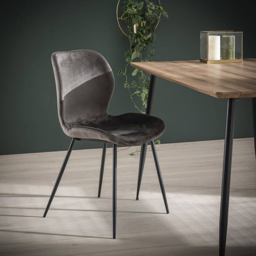 LifestyleFurn Eetkamerstoel set van 4 'Gael' Velvet kleur Antraciet
