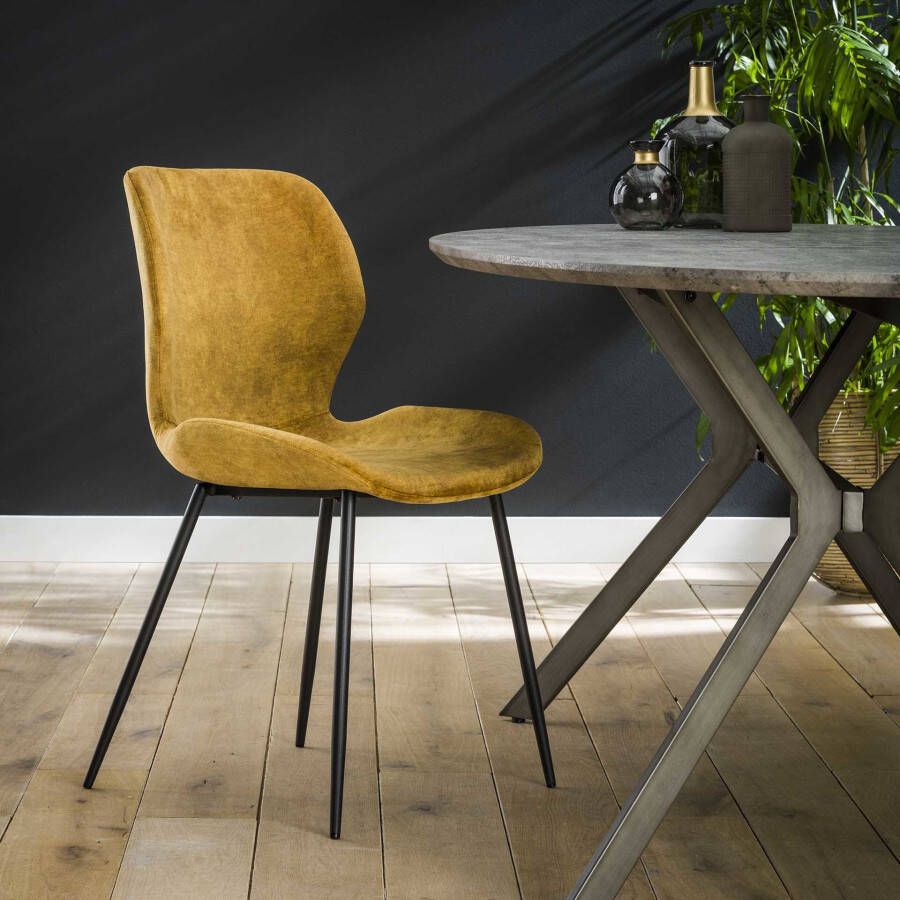 LifestyleFurn Eetkamerstoel set van 4 'Gael' Velvet kleur Goud