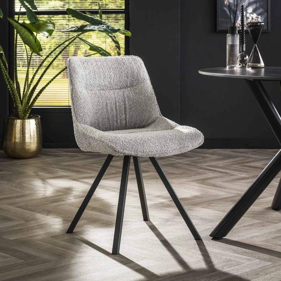 LifestyleFurn Eetkamerstoel set van 2 Kwadwo Bouclé Grijs