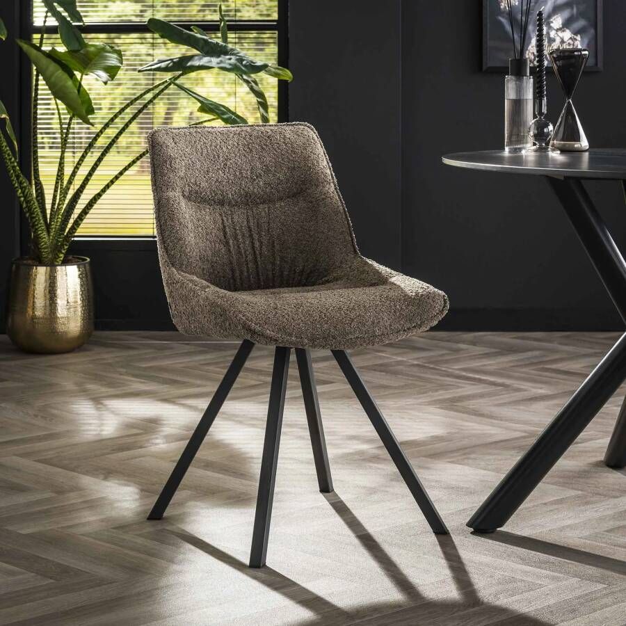 LifestyleFurn Eetkamerstoel set van 2 Kwadwo Bouclé Taupe