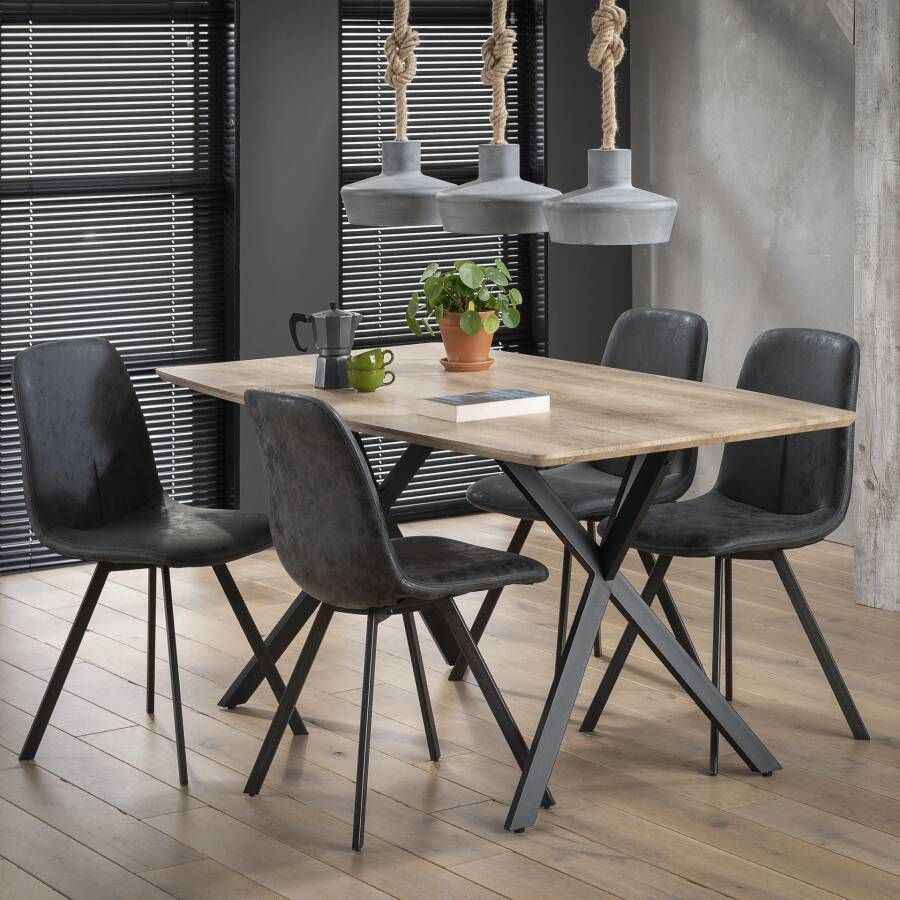 LifestyleFurn Eettafel Lakia 3D-eikenlook naturel