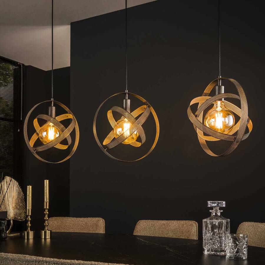 LifestyleFurn Hanglamp Brando 3-lamps Artic Zwart