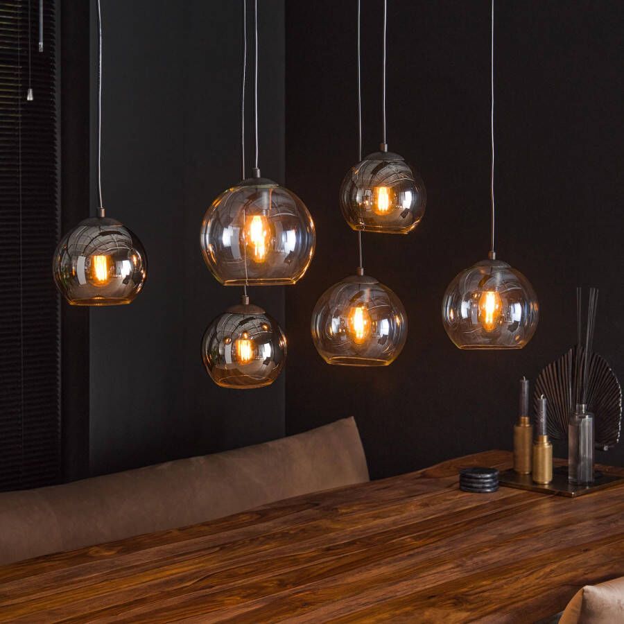 LifestyleFurn Hanglamp Branndon 7-lamps Metaal Artic Zwart