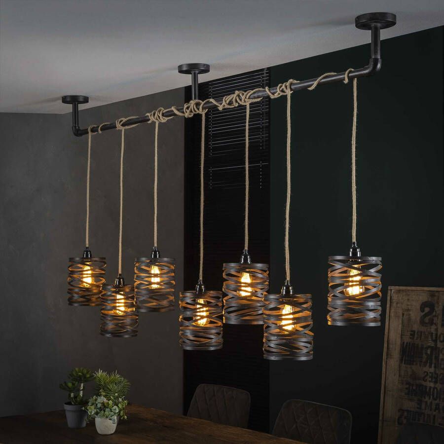 LifestyleFurn Hanglamp Cate 7-lamps Slate grey