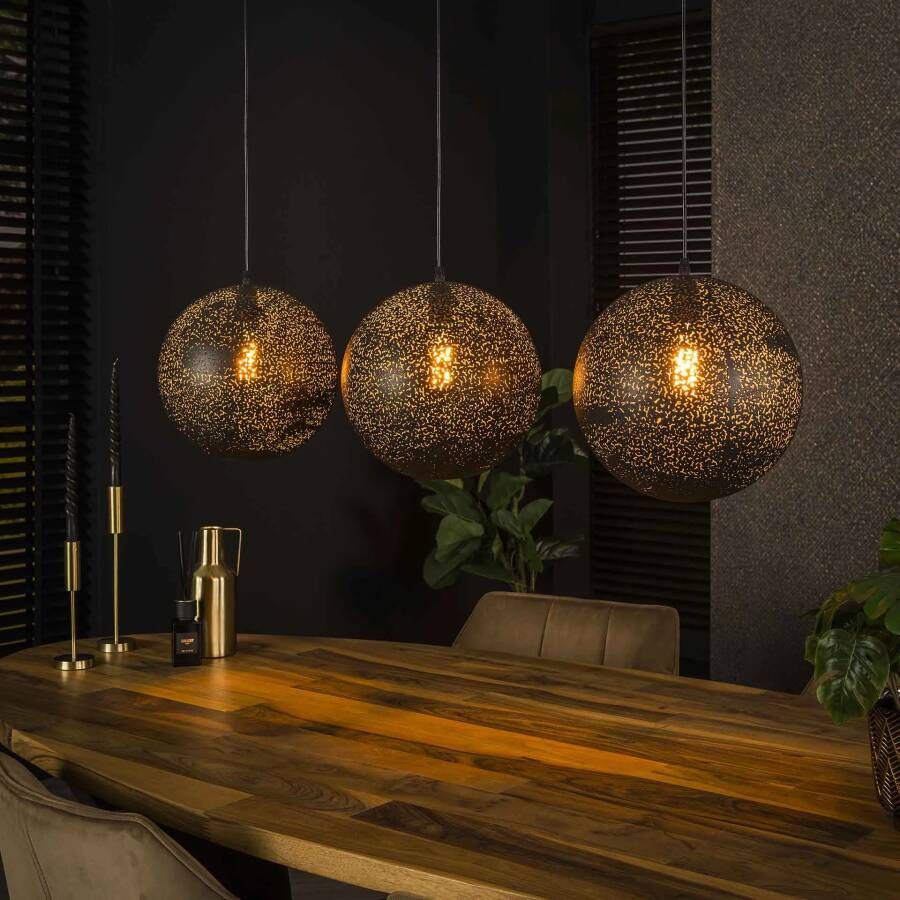 LifestyleFurn Hanglamp Henson Artic black 3-lamps Artic zwart