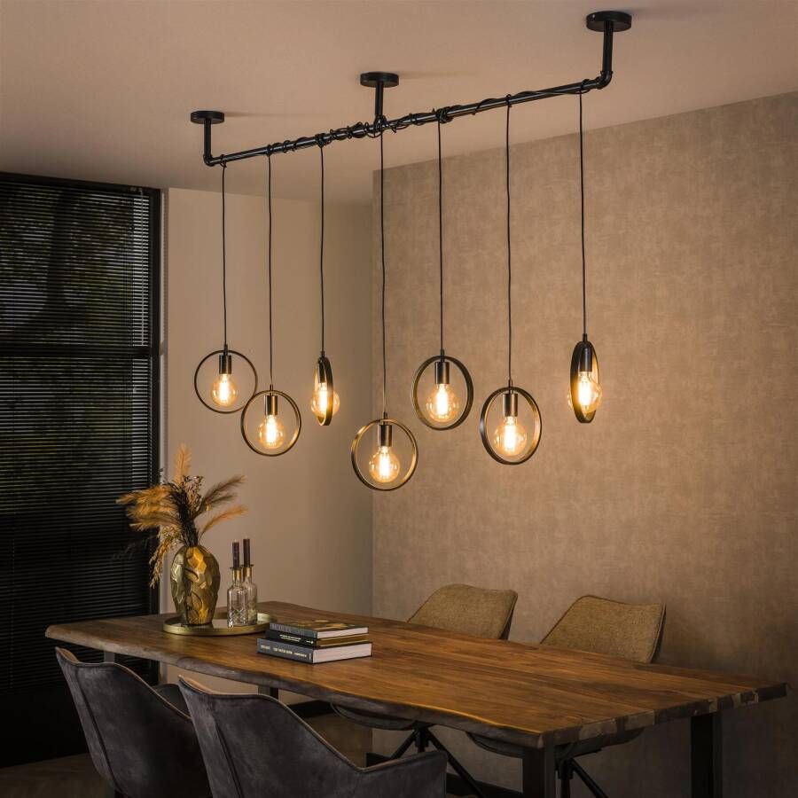 LifestyleFurn Hanglamp Holley 7-lamps Ø22cm Charcoal