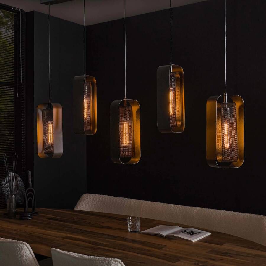 LifestyleFurn Hanglamp Allyse 5-lamps Artic Zwart