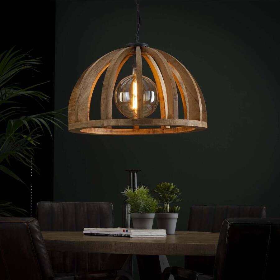 LifestyleFurn Hanglamp Lindsay Ø60cm Mangohout Massief mango naturel