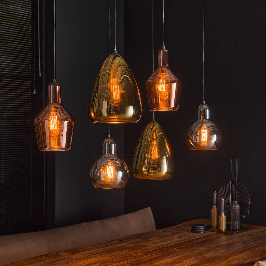 LifestyleFurn Hanglamp Missy 6-lamps Kleur Koper Chroom en Goud
