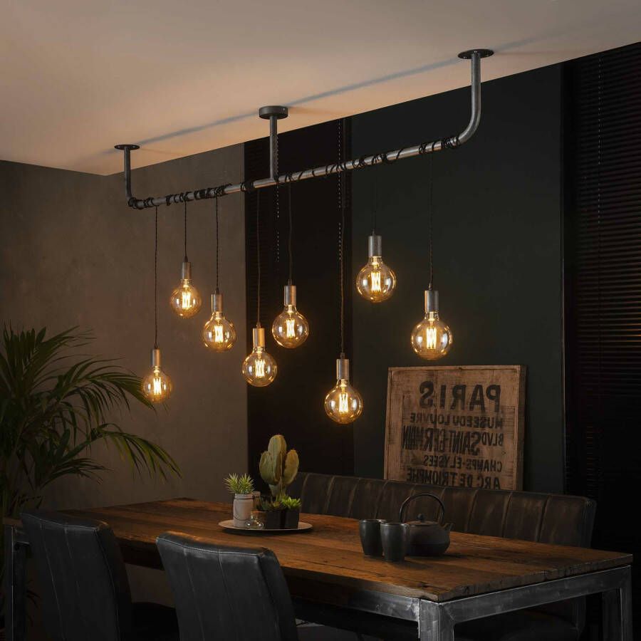 LifestyleFurn Hanglamp Samuel 8-lamps Oud zilver