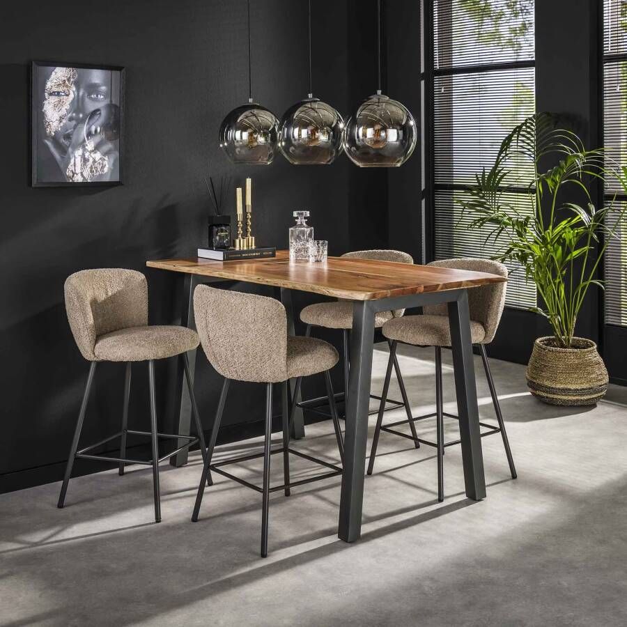 LifestyleFurn Industriele Boomstam Bartafel Judge 147 x 80cm Massief Acacia Naturel