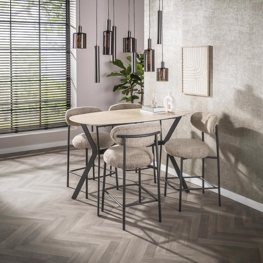 LifestyleFurn Bartafel Laycie Keramiek in Travertin-look 140 x 75cm Beige