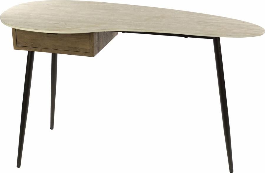 LifestyleFurn Bureau Kaptafel Jaems Travertin- en eikenlook 127 x 62cm Beige