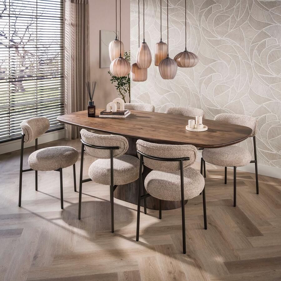 LifestyleFurn Deens Ovale Eettafel Marlise Acaciahout 180 x 90cm Bruin