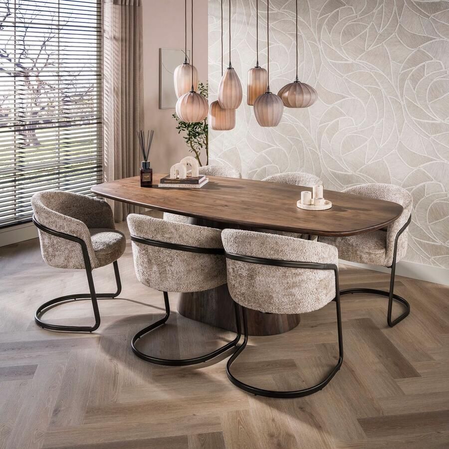 LifestyleFurn Deens Ovale Eettafel Marlise Acaciahout 215 x 105cm Bruin