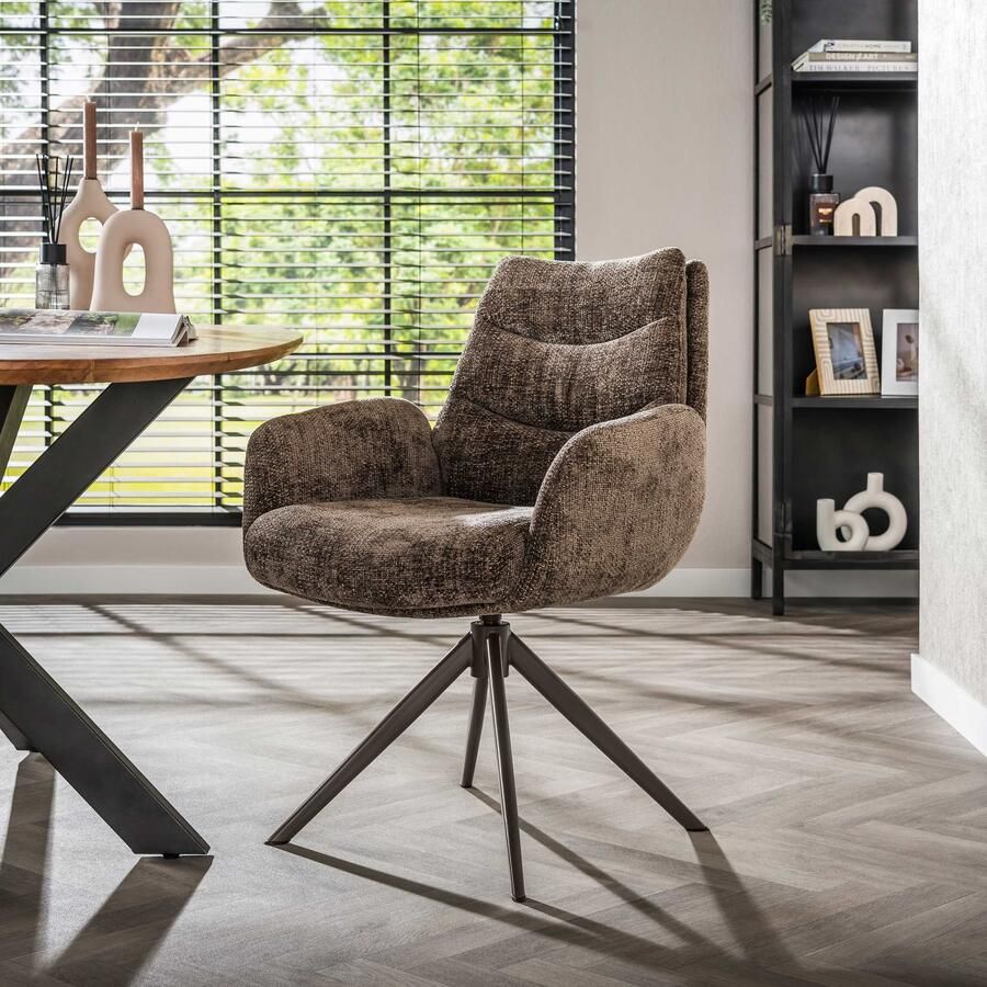 LifestyleFurn Draaibare Eetkamerstoel Kristee Chenille Taupe Bruin